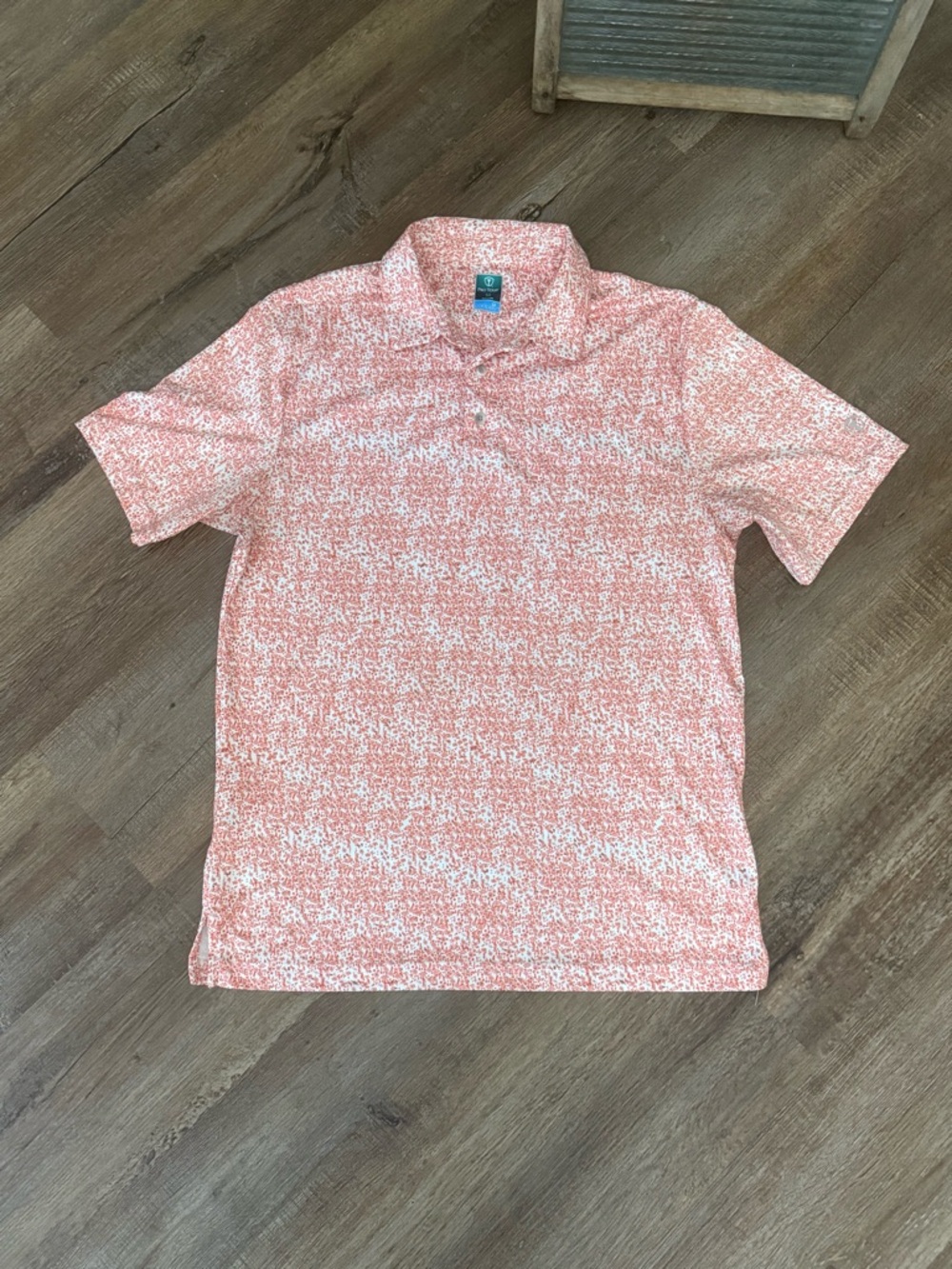 Pro Tour Cool Play Performance Polo Coral Patterned Short Sleeve